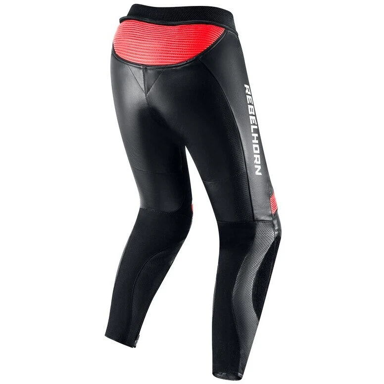 Pantaloni Moto Donna Pelle Rebelhorn REBEL Lady Nero Fluo Rosso Bianco 2 Pantaloni Moto Donna Pelle Rebelhorn REBEL Lady Nero Fluo Rosso Bianco - Image 2
