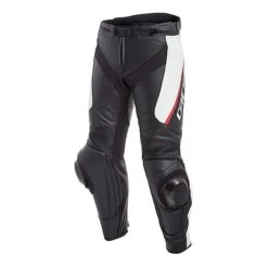 Pantaloni Moto In Pelle Dainese DELTA 3 Nero Bianco Rosso