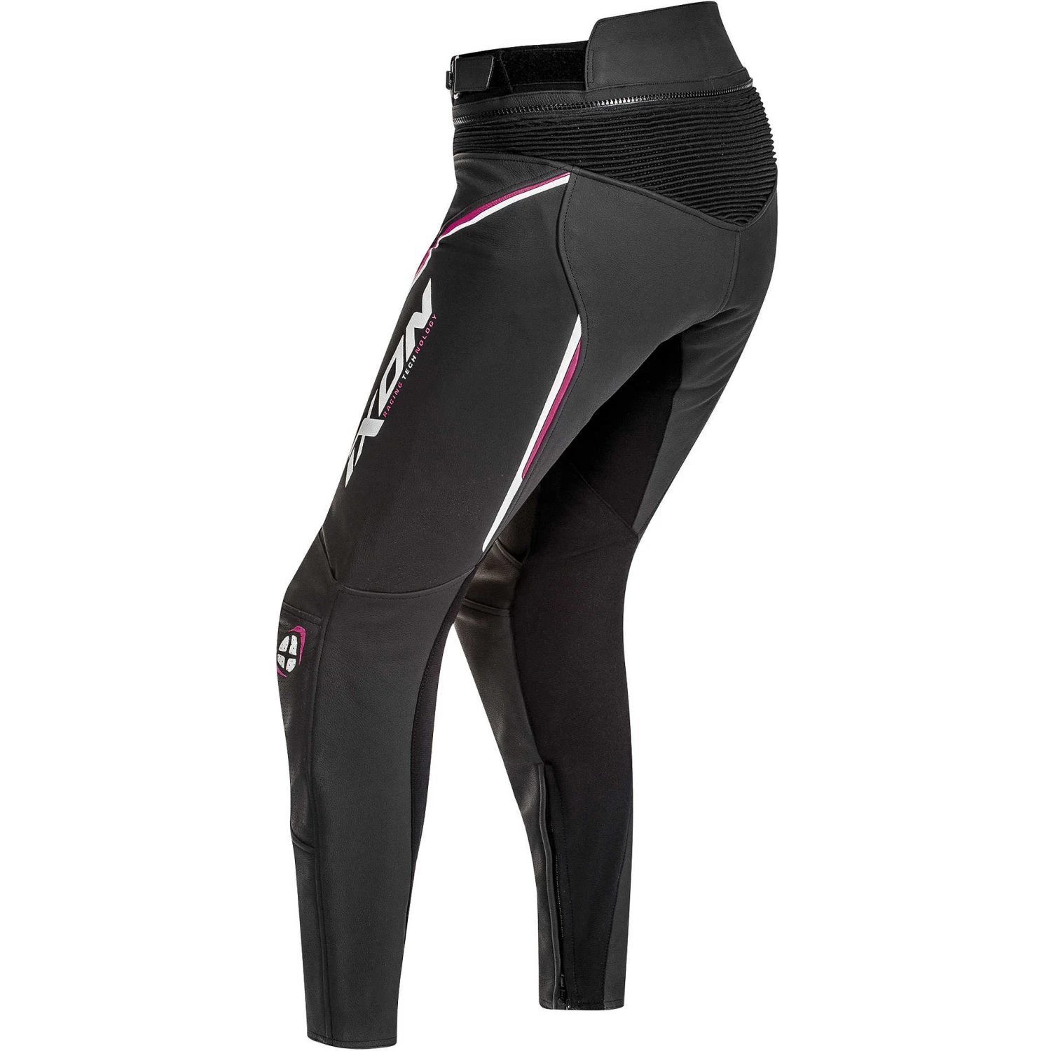 Pantaloni Moto In Pelle Ixon Lady Modello Trinity Nero Bianco Fucsia 2 Pantaloni Moto In Pelle Ixon Lady Modello Trinity Nero Bianco Fucsia - Image 2