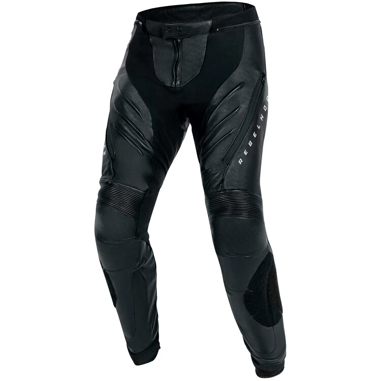 Pantaloni Moto Pelle VELOCE Nero Bianco 1 Pantaloni Moto Pelle VELOCE Nero Bianco