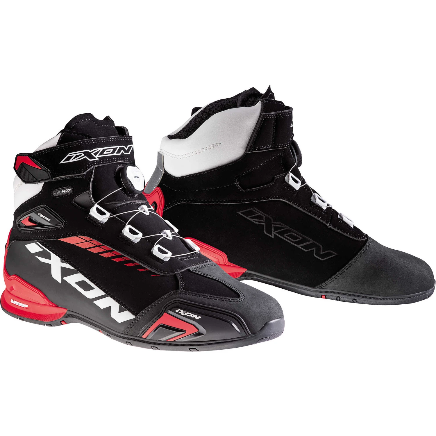 Scarpe Moto Tecniche Sportive Ixon BULL WP Nero Bianco Rosso 1 Scarpe Moto Tecniche Sportive Ixon BULL WP Nero Bianco Rosso