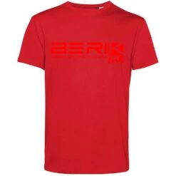 T-Shirt Berik 2.0 Girocollo TEE In Cotone Organico Rosso Scritta Rossa